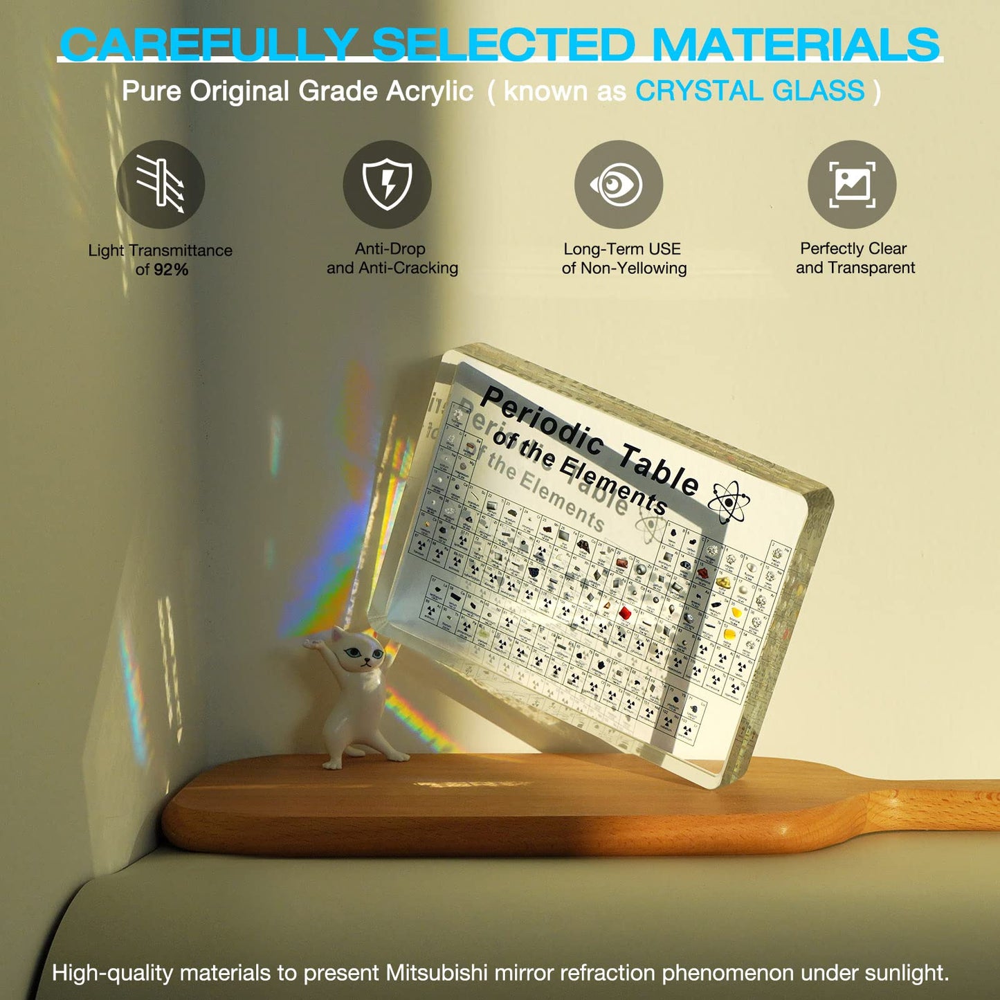 Jeebel Periodic Table of Real Elements, LED acrylic periodic table lamp with 83 real element samples, a great educational tool for crafting and creative gift for students, teachers, and children.