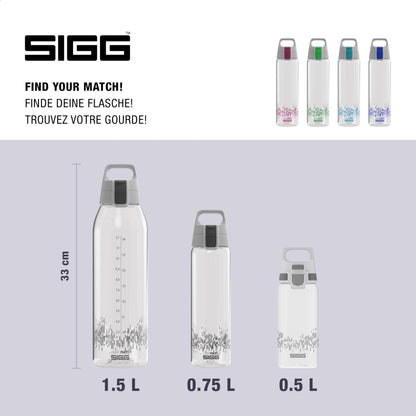 SIGG - Tritan drinking bottle - sports bottle Total Clear ONE MyPlanet Anthracite - carbonated drinks - dishwasher safe, leak-proof, scratch-resistant - BPA-free - sports & fitness - Grey - 0.75L