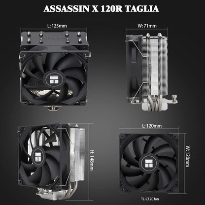 Thermalright Assassin X 120 SE CPU air cooler, AX120 SE, 4 Heatpipes, TL-C12C PWM Silent Fan CPU cooler with S-FDB bearing, for AMD AM4/AM5 Intel 1700/1150/1151/1200