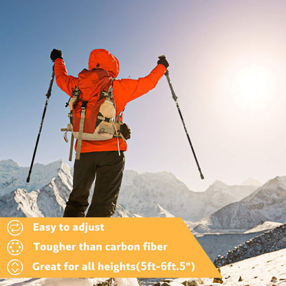 COVACURE hiking poles, lightweight, collapsible, for hiking, camping and backpacking, 7075 aluminum foam handle and padded strap (up to 100-120 cm), 2 pieces