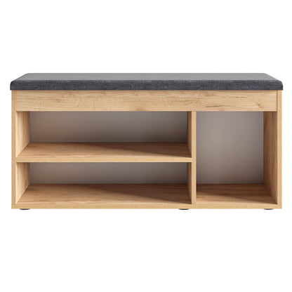 KOMTO shoe cabinet with bench for hallway - shoe rack bench with storage shoe bench with seating area | hallway bench honey oak Sofia 100 x 48 x 32 cm