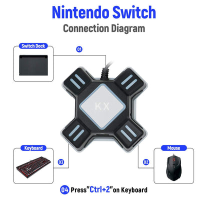 HARIKIKI Adapter Mouse and Keyboard Converter for PS3 PS4 Xbox One NS Switch KX USB 2.0 Game Controller Converter Keyboard Mouse