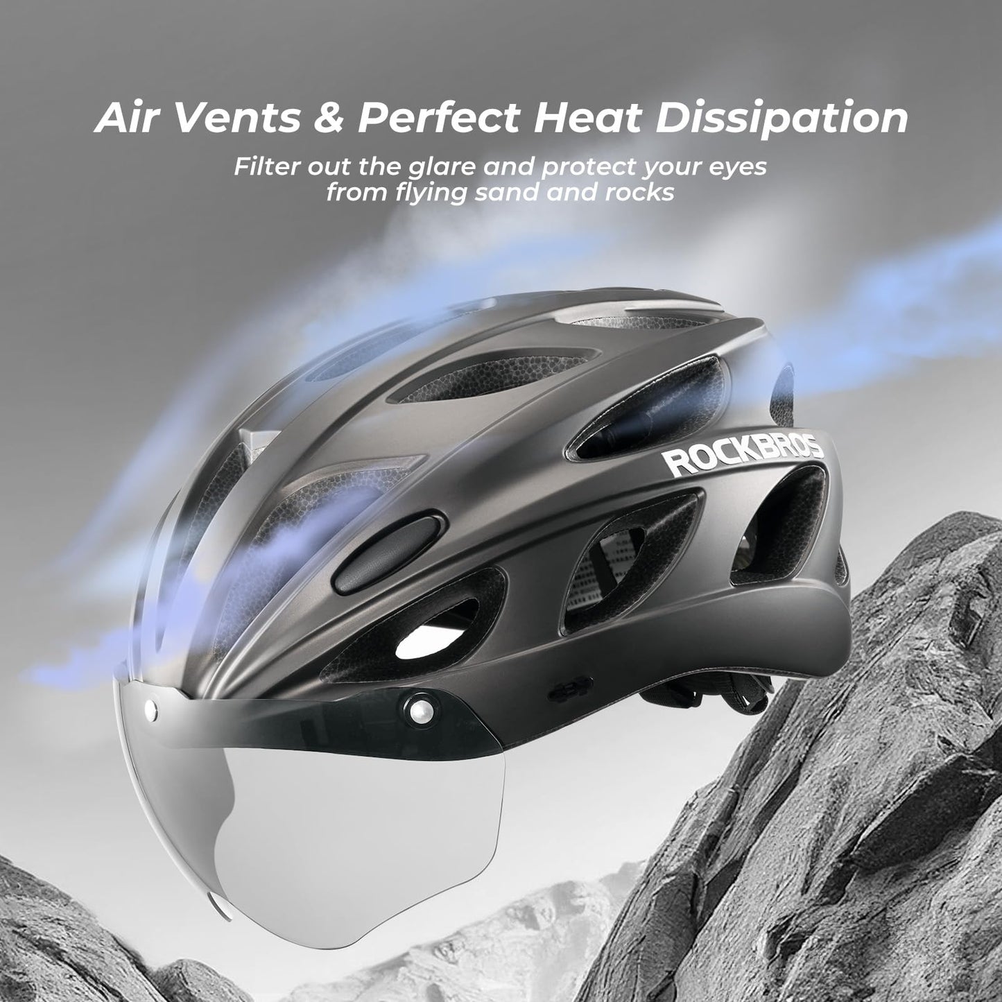 ROCKBROS Bike Helmet Road Cycling Helmet with Removable Visor Urban Helmet Lightweight City Helmet for Men and Women MTB 58-65CM Titanium