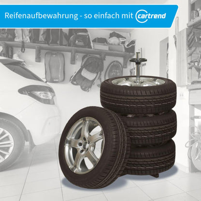 Cartrend wheel tree, for more space in the garage, assembled by plug-in system, tire stand for storage of 4 car tires with rims, up to tire width 225 mm.