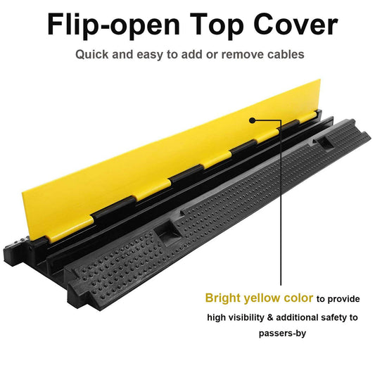 2-channel cable bridge 3-piece hose bridge set crossing protection cable channel floor channel bridge ramp protector floor cable cover made of rubber