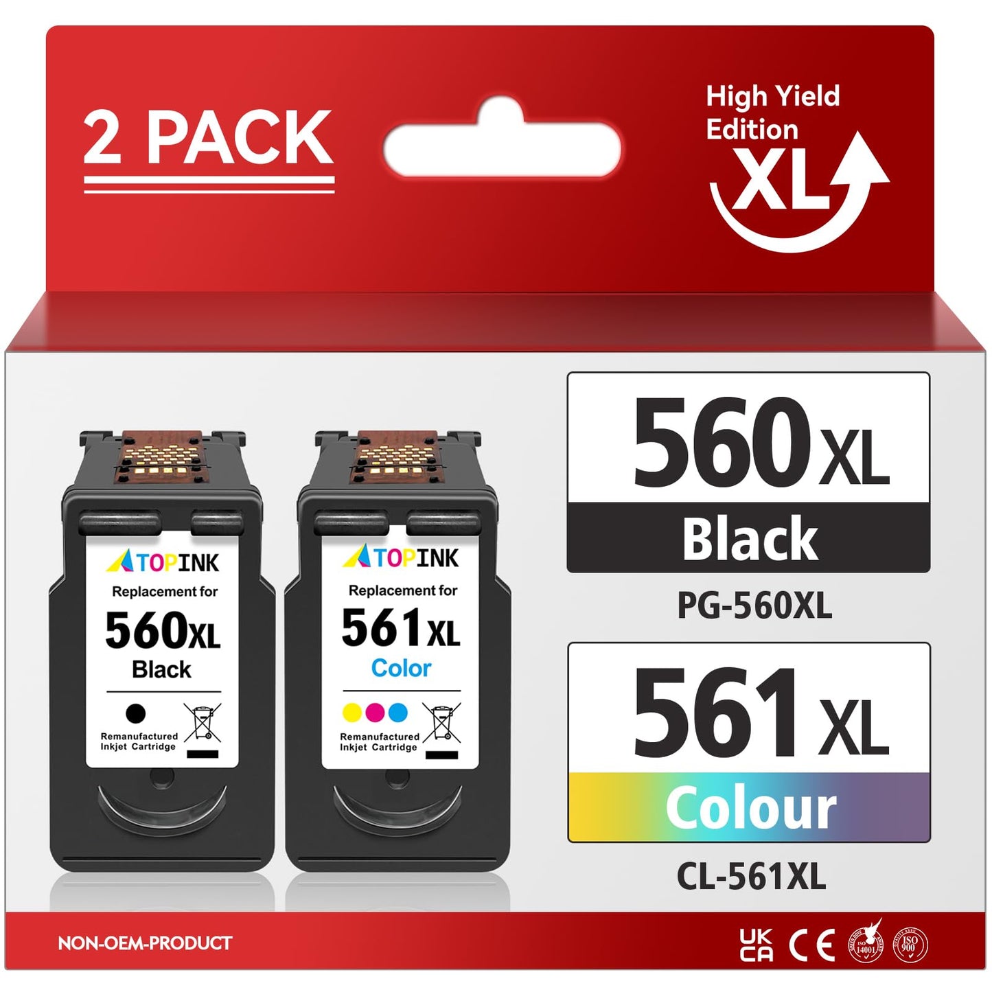 ATOPINK 560 561 cartridges, printer cartridges 560 561 XL replacement for Canon 560 561 cartridges multipack, PG 560 XL black and CL 561 XL for Canon Pixma TS5350 TS7450 TS5352 TS7451 TS5353 TS5351 TS5355