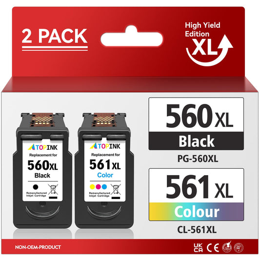 ATOPINK 560 561 cartridges, printer cartridges 560 561 XL replacement for Canon 560 561 cartridges multipack, PG 560 XL black and CL 561 XL for Canon Pixma TS5350 TS7450 TS5352 TS7451 TS5353 TS5351 TS5355