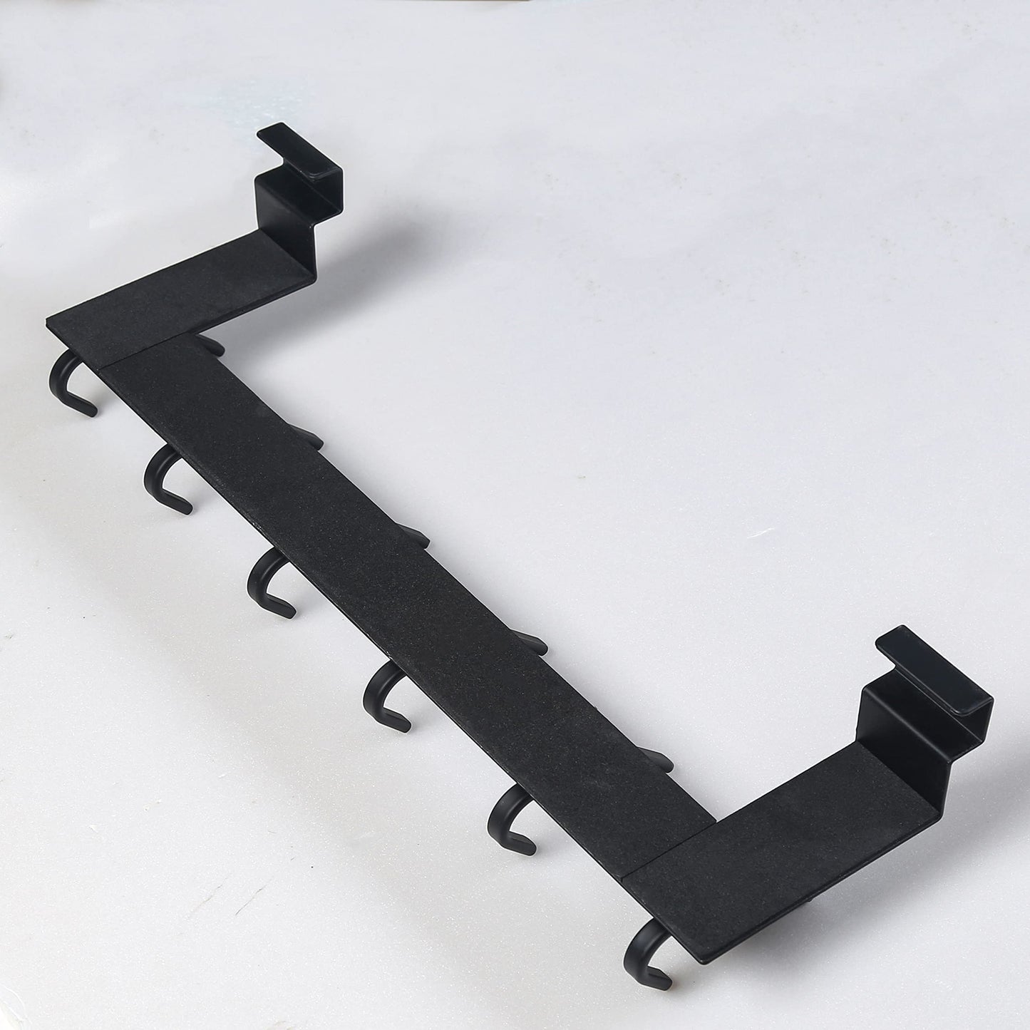SKOLOO Door Hooks with 6 Hooks, Metal Over Door Hook Rack Inside - 2 Pack Coat Hooks for Towel Holder, Coats, Black