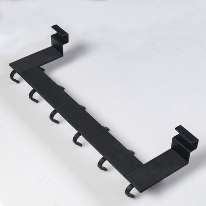SKOLOO Door Hooks with 6 Hooks, Metal Over Door Hook Rack Inside - 2 Pack Coat Hooks for Towel Holder, Coats, Black