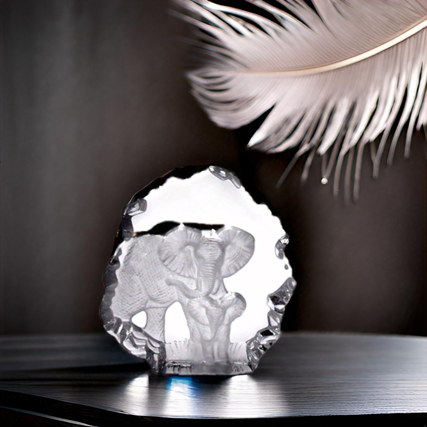 Kaltner Präsente gift idea - glass display figure sculpture elephant with baby elephant