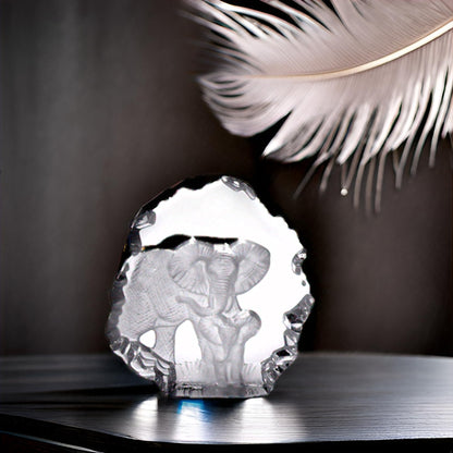 Kaltner Präsente gift idea - glass display figure sculpture elephant with baby elephant