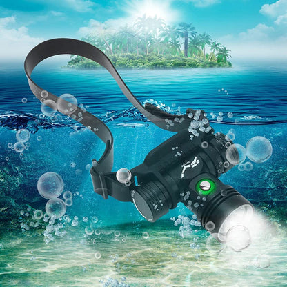 100000 lumens diving headlamp scuba diving headlamp, super bright IPX8 waterproof diving swimming submarine headlamp, 3 lighting modes underwater safety light with battery