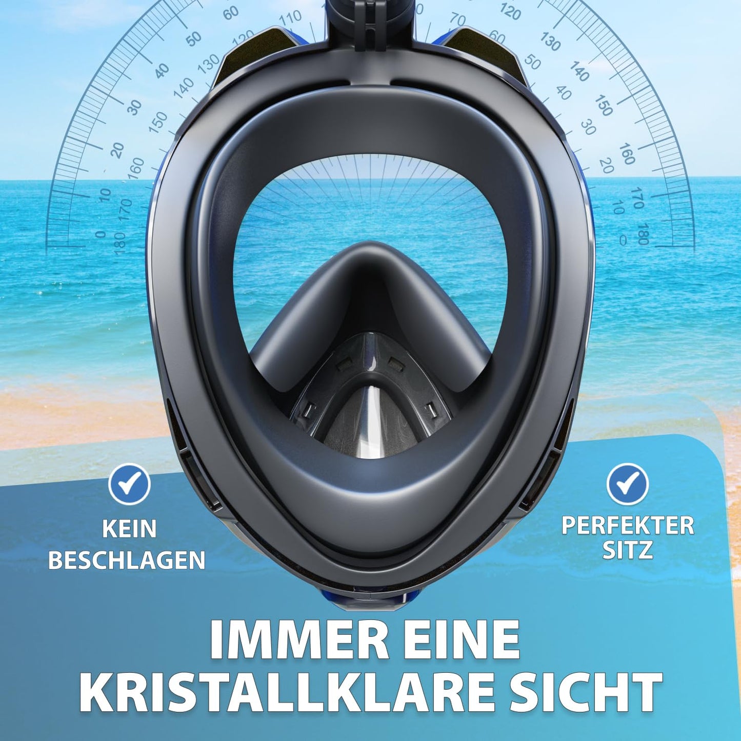 The award-winning KAIMANA® snorkel mask for adults & kids - completely CO2 safe - includes carry bag - adult diving mask - full face diving mask