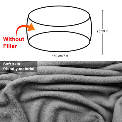 Cookit bean bag cover, chair cover, large, round, soft, fluffy PV velvet, washable, for lounging, sofa bed cover, living room, bedroom, furniture, 150 cm, White (cover only, no filling material)