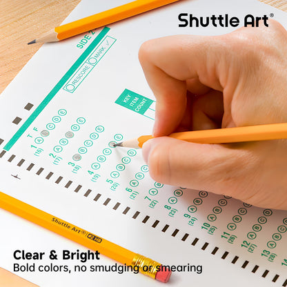 Shuttle Art HB pencils, 350 sharpened yellow pencils with eraser, graphite pencils in bulk packaging, classroom supplies for writing, drawing, and sketching.