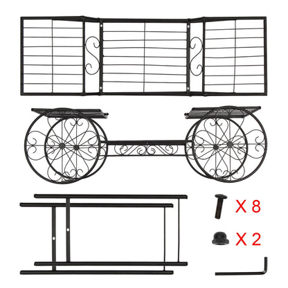 Flower staircase 2 levels, Made of metal, Plant stand for indoor and outdoor use, Dimensions: approx. 67x79x25 cm (Black)
