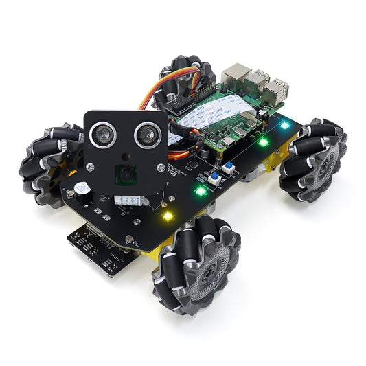 Freenove Mecanum Wheel Car Kit for Raspberry Pi 5 4 B 3 B+ B A+, Face Tracking, Line Tracking, Light Tracing, Obstacle Avoidance, App Control, Camera, Servo (Raspberry Pi NOT Included)