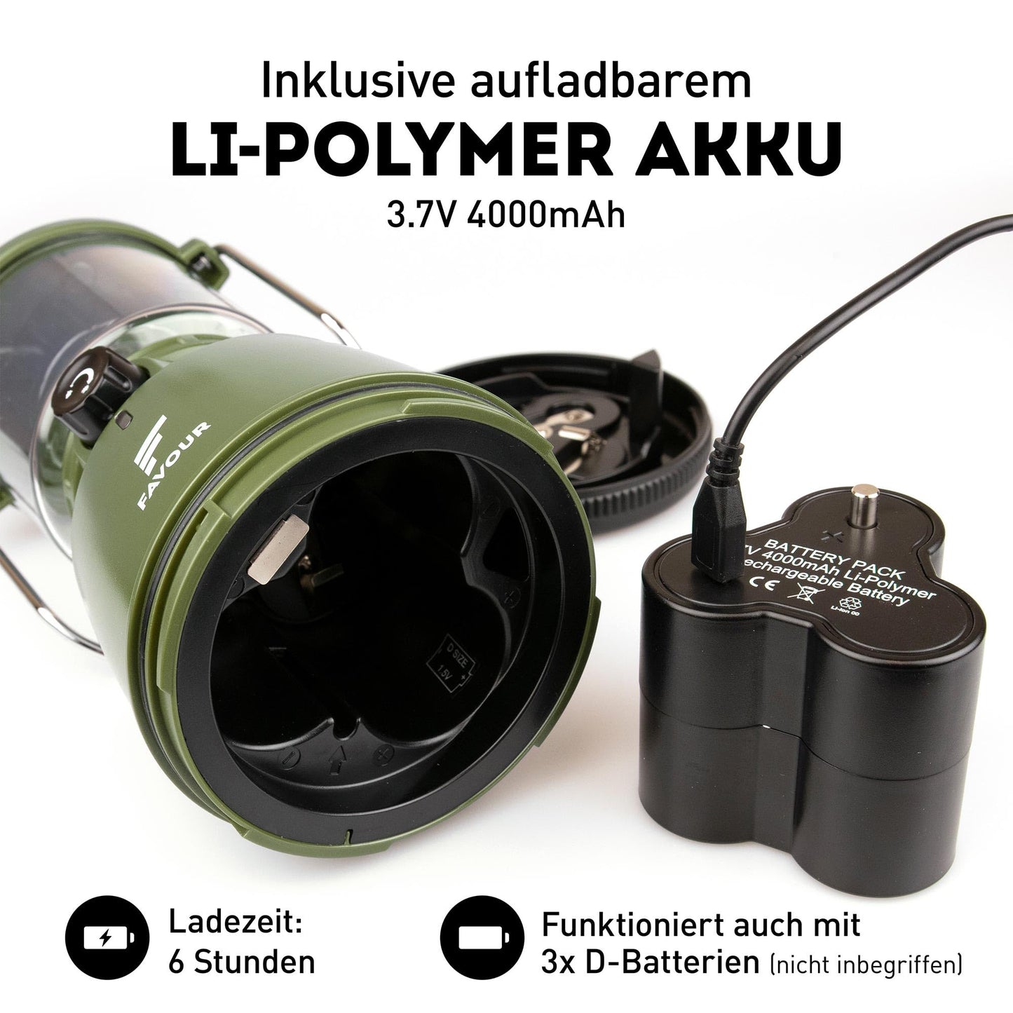 Favour Retro LED Lantern Outdoor | Bright camping lamp, dimmable, candlelight mode | LED lamp rechargeable battery, IP64 waterproof, shockproof | Hanging lamp tent, removable shade, green incl. battery