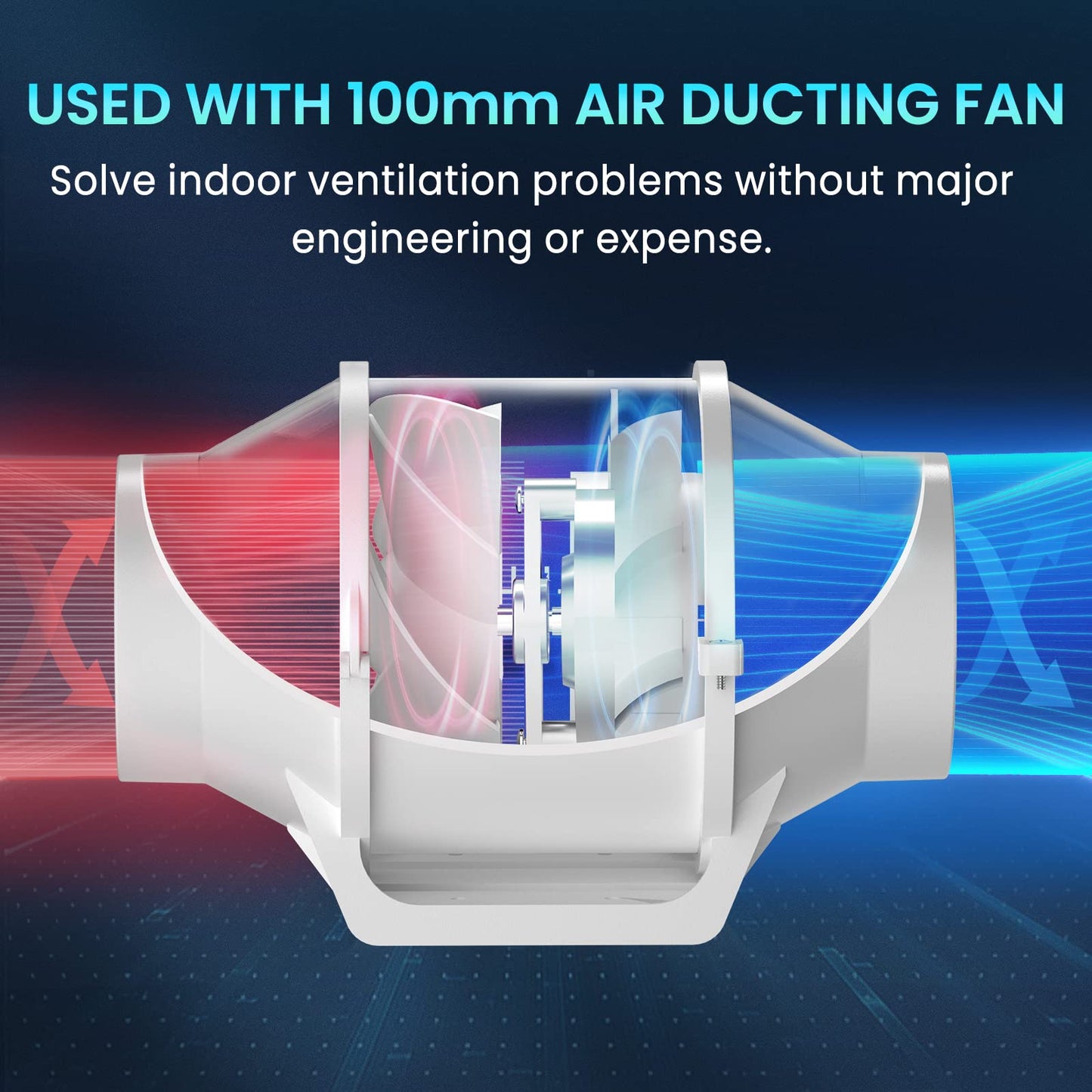 HG Power duct fan 100mm, exhaust fan 230V quiet channel fan energy saving bathroom fan with EU plug for kitchens bathrooms garage