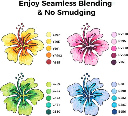 Ohuhu Marker Pen Set, Permanent Marker Set Chisel & Fine Double-Ended Art Sketch Twin Markers with Carry Bag for Painting, Coloring, Underlining, Ohuhu Series