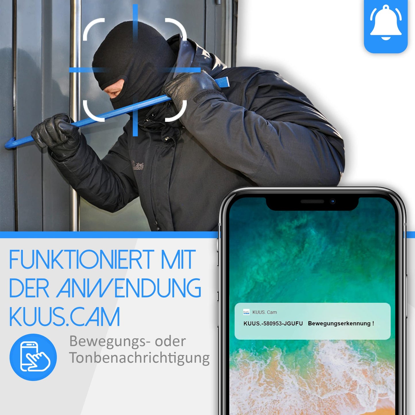 KUUS C2 Mini Camera with motion sensor: compact and mini indoor surveillance camera, live transmission on mobile and WiFi camera, WiFi APP mini camera with recording | Updated New 2024 !