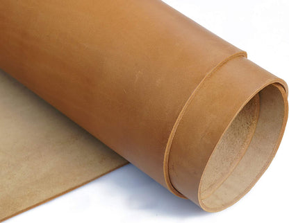 Heavyweight bourbon brown tooling leather square, 3.6mm-4.0mm (9-10oz) thick. Full grain cowhide for leather crafts, tooling, hobby workshop, and crafting.