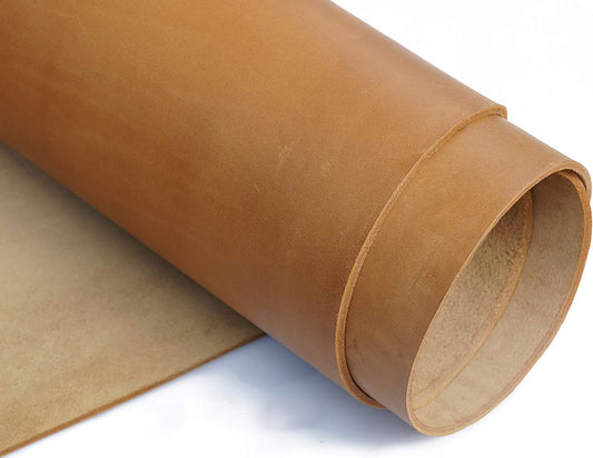 Heavyweight bourbon brown tooling leather square, 3.6mm-4.0mm (9-10oz) thick. Full grain cowhide for leather crafts, tooling, hobby workshop, and crafting.