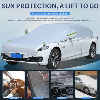 All-weather car cover, half cover, waterproof, car garage, dustproof with UV protection (400-520cm SUV).
