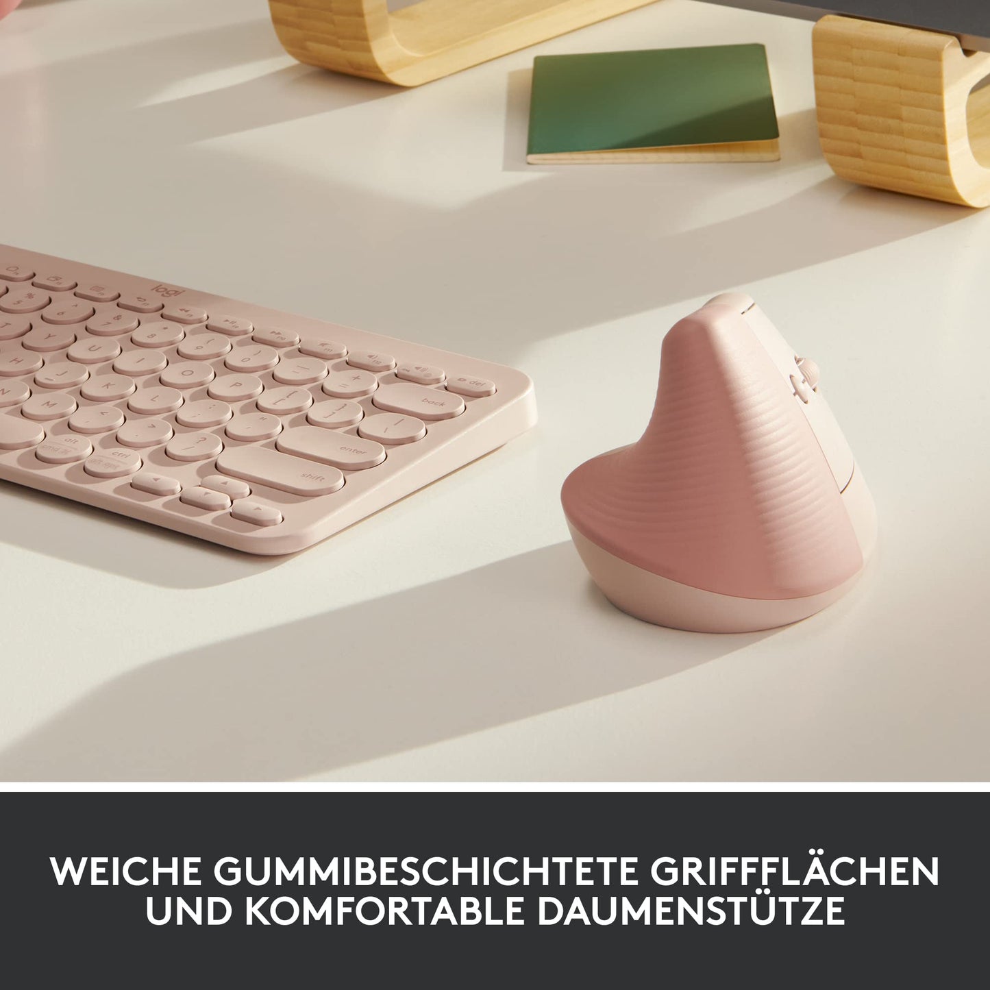 Logitech Lift Vertical Ergonomic Mouse, Wireless, Bluetooth or Logi Bolt USB receiver, Quiet clicks, 4 buttons, Compatible with Windows/macOS/iPadOS, Laptop, PC - Pink