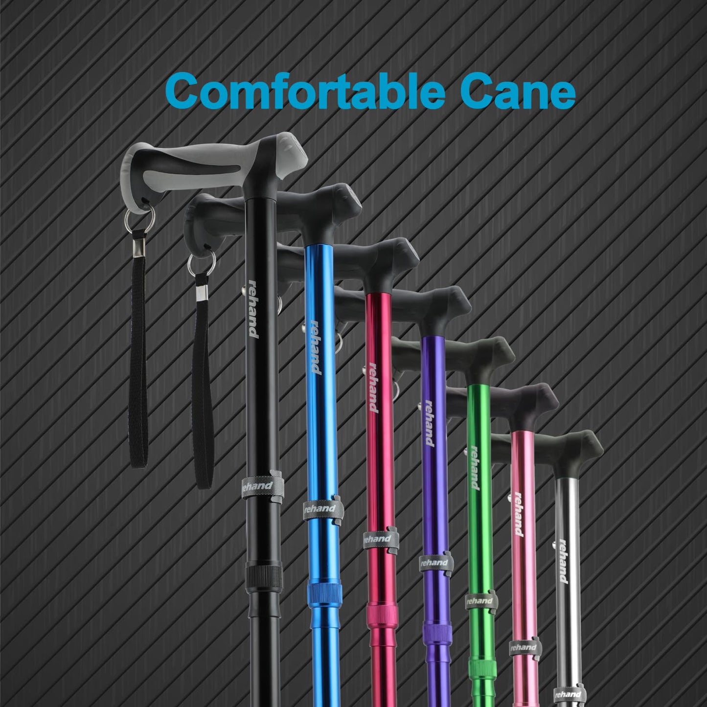 All-terrain walking cane for seniors & adults, swivel tip and heavy-duty mobility aid, collapsible cane for men & women (Red)