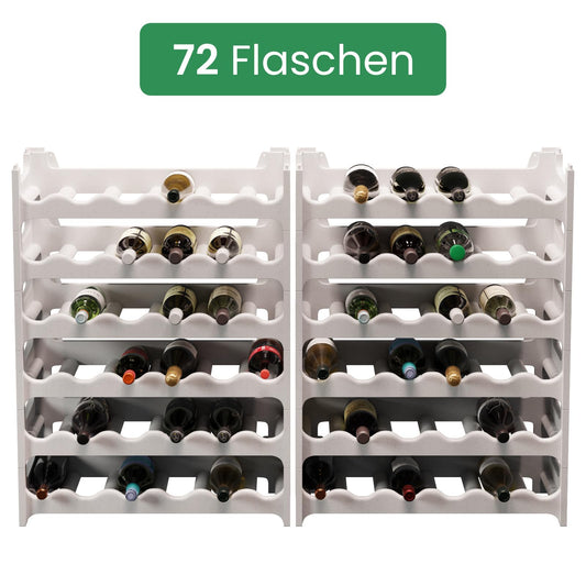ARTECSIS stackable wine rack made of plastic for 72 bottles, sturdy bottle rack in restaurant quality, modular expandable, granite grey.