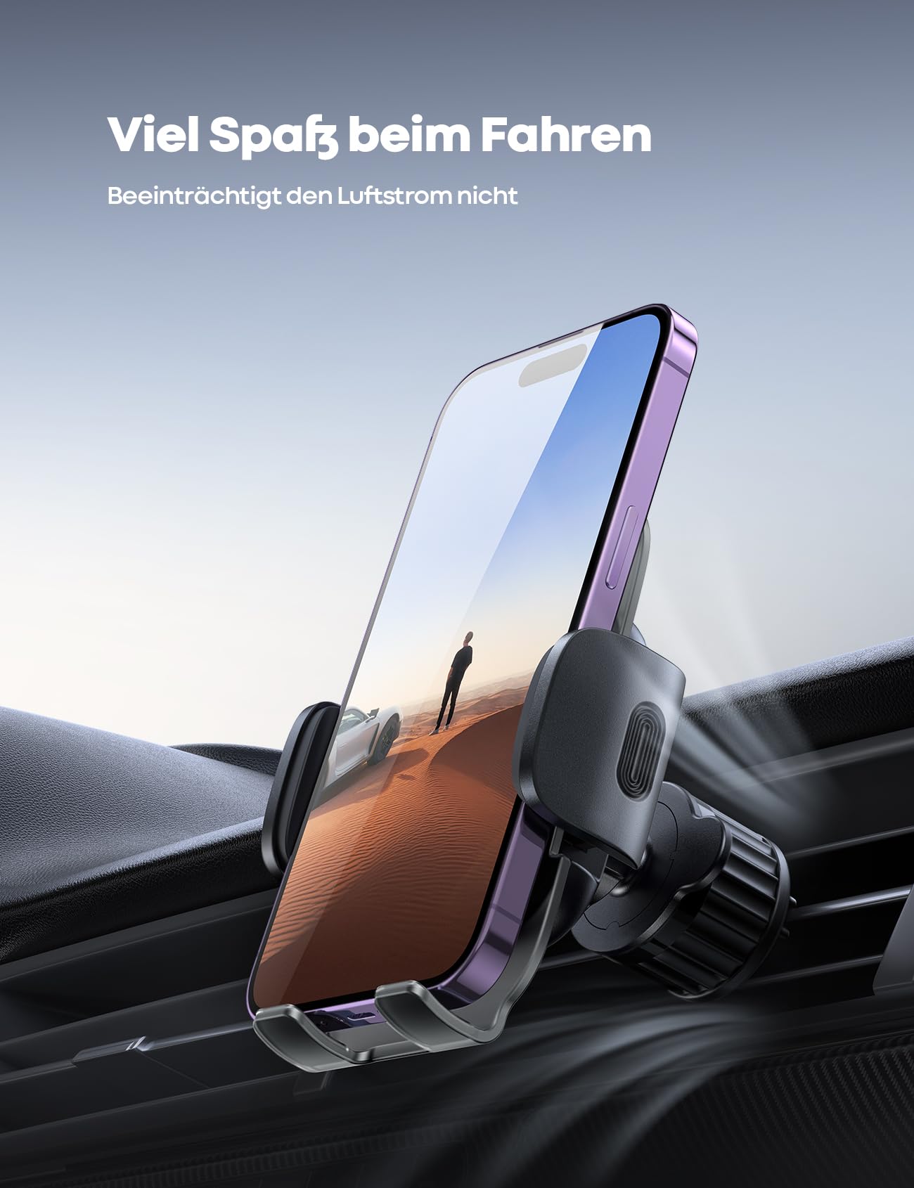 Lamicall car phone mount, mobile phone car mount - [2025 spring clip] Universal air vent phone holder car, 360-degree vent car holder for iPhone 17/16/15/14/13/12 Pro Max Plus, Air, 4-7 inch smartphone.