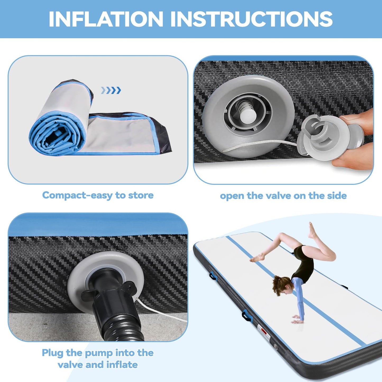 Airtrack mat with electric air pump 10cm high 3M tumbling mats Inflatable gymnastics mat Yoga mat Camping training mat