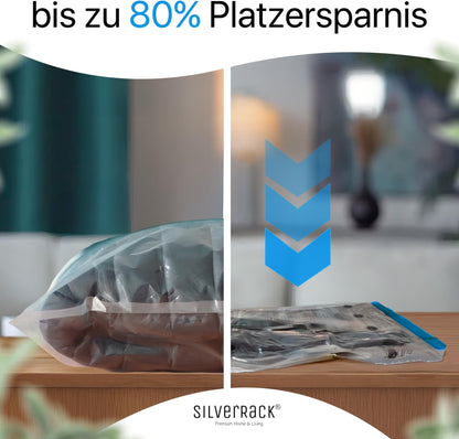 SilverRack travel vacuum bags for rolling [12 pieces] in 3 sizes (4x 35x50 cm / 4x 40x60 cm / 4x 50x70 cm) - Travel vacuum bags for clothes - Vacuum clothes bags - Clothes vacuum storage bags.