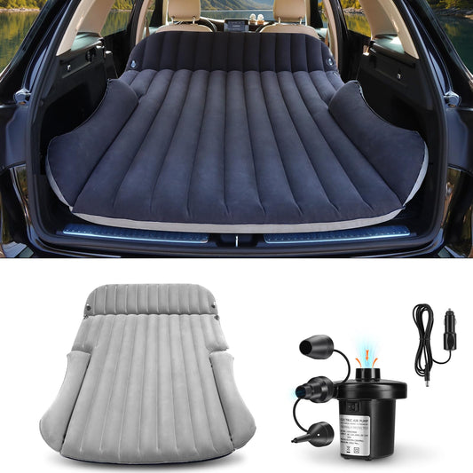 Ciremiv car mattress with double-sided, thick flocking, car air mattress with pump and built-in pillow/leak-proof, comfortable, durable car bed for car camping, road trips.
