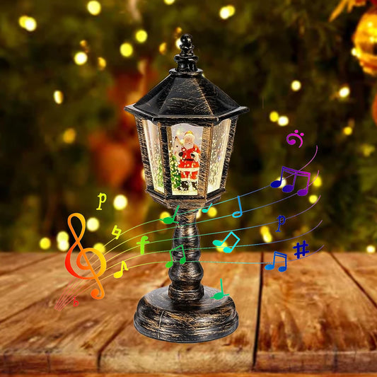 Christmas snow globe lantern with music, Christmas decoration LED vintage Christmas water glitter snow globe night light, gift for Christmas party, tabletop, home decor.