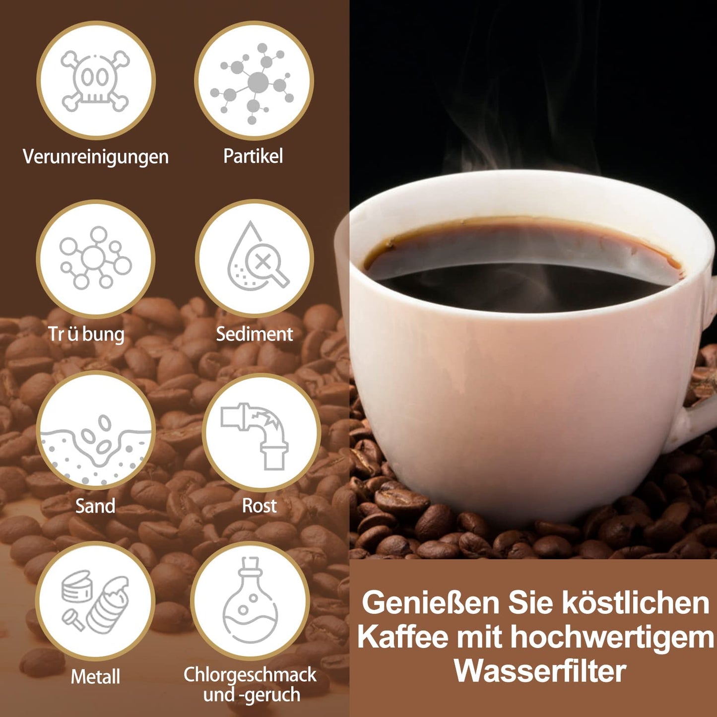 ARETHONE water filter for Philips Aqua Clean CA6903/10 & CA6707/20, compatible with Saeco and Philips AquaClean Latte Go filter, reduces impurities (6 pieces)