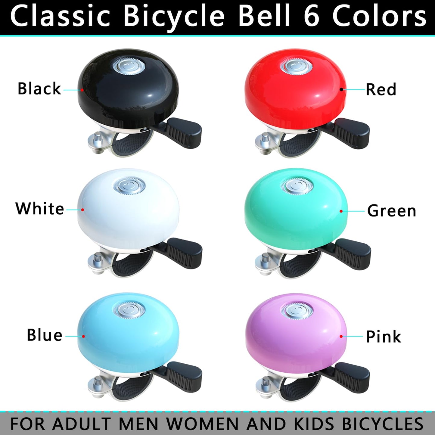 Greallthy bike bell retro and sturdy, loud bell bike - beautiful color, rustproof and waterproof for 22.2-28.6mm handlebars. (White: Left Hand, 1 piece)
