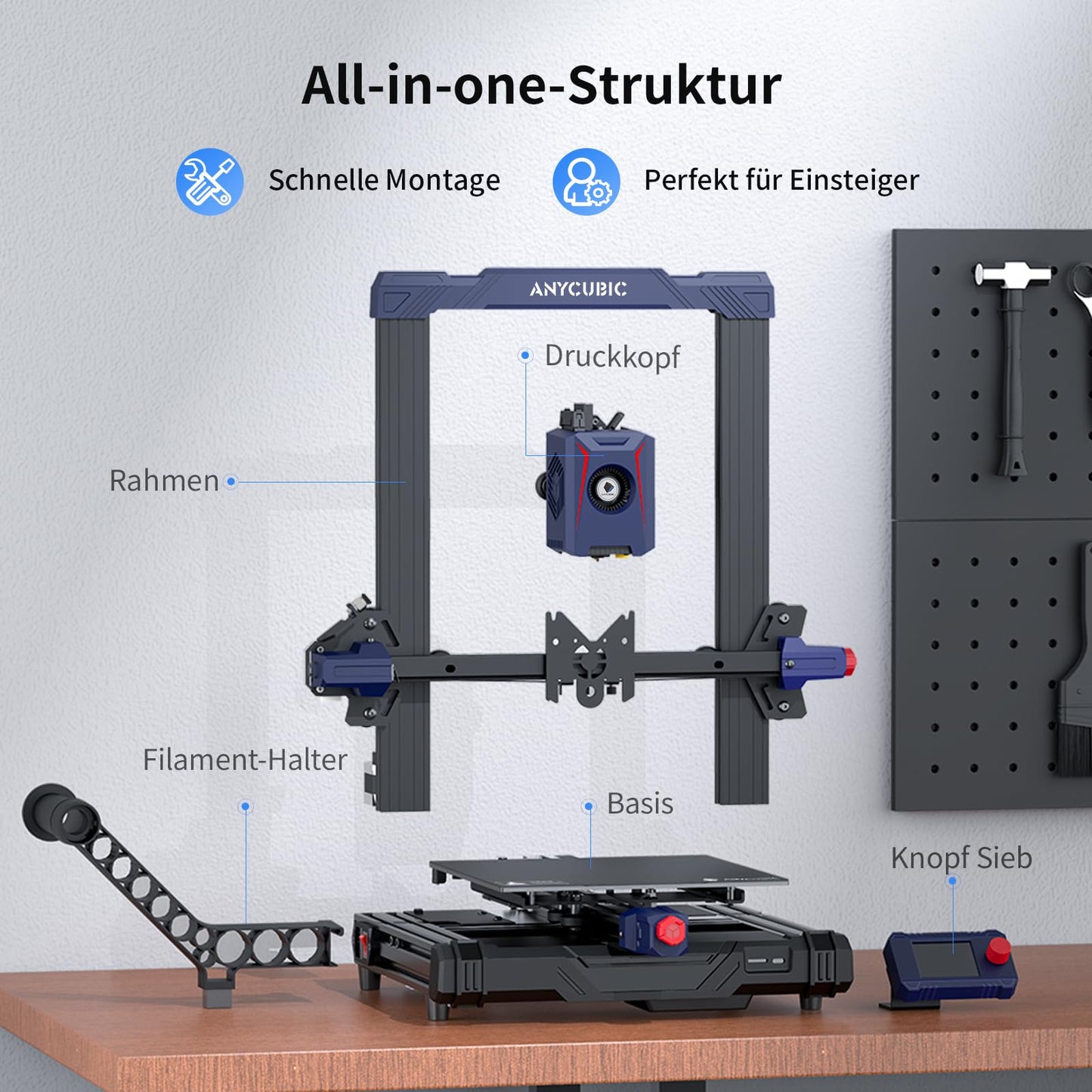 Anycubic Kobra 2 Neo 3D printer, 5 times faster high speed at 250mm/s, 3D printer with LeviQ 2.0 Auto-Leveling, new extruder and cooling system, print size 220x220x250mm