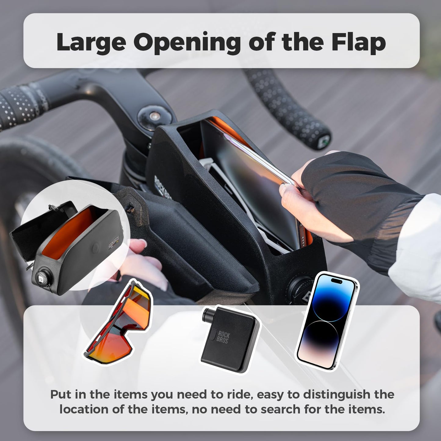 ROCKBROS Road to Sky bike top tube bag 100% Waterproof Magnetic frame bag with Magnetic lid for road bike MTB 0.6L