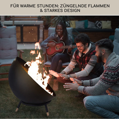Blumfeldt Fire Pit, outdoor fire pit with 3-leg stand, tiltable fire bowls for garden & balcony, camping fire pit large, weatherproof garden fire pit, fire bowls 50x75x50 cm