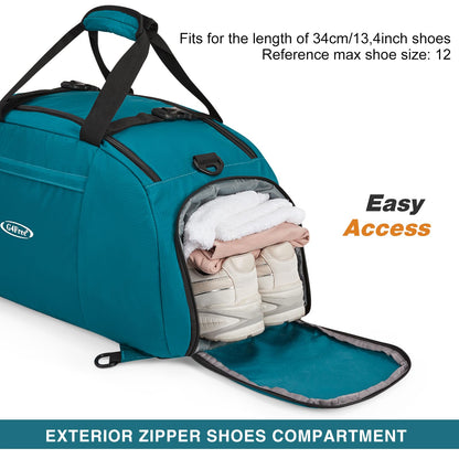 G4Free 40L foldable 3-way travel duffle sports bag with shoe compartment for men and women. Perfect for sports, fitness, gym, and vacation.
