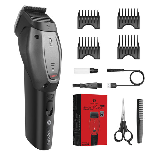 Dog grooming clipper - Intelligent Quiet Clipper, Three Modes Hair Trimmer for Dog and Cat with Long Battery Life, Rechargeable Cordless Pet Hair Clipper with Patented Cutting Head.