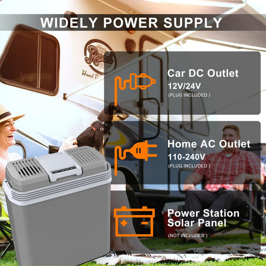 24-liter cooler box, 2-in-1 electric cooler 12V 230V cooling and heating mini fridge with ECO & MAX mode, for car and home Quiet.