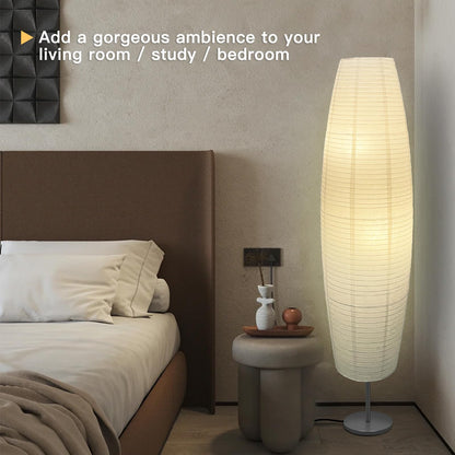 LALISU Floor Lamp Paper Lamp Modern Floor Lamps with Lampshade, Floor Lamp for Living Room with Foot Switch, Bedroom, and Study Room (White-01)