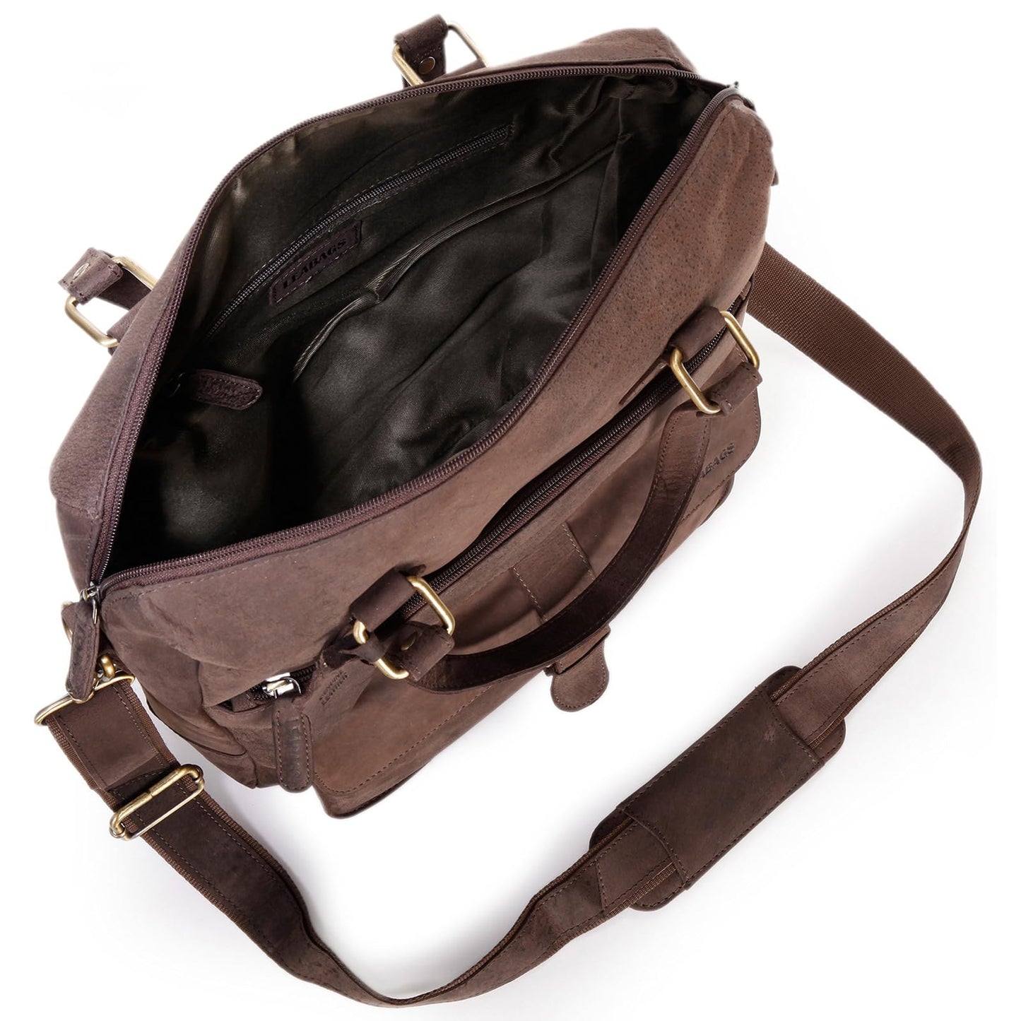 LEABAGS leather handbag for women I premium genuine leather shoulder bag I women's shoulder bag I women's bag I tote bag for work college school leisure I 36 x 37 x 10 cm I dark brown nature