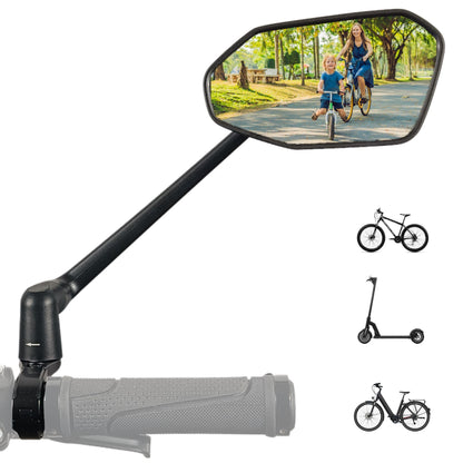 REEZER Bike Mirror RS3 left with extra large mirror surface - 360° adjustable bike mirror for E-bike & E-scooter handlebars - rear mirror compatible with all models - RIGHT