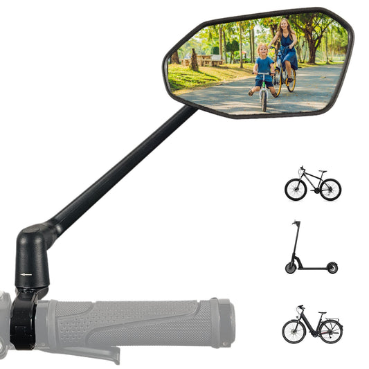 REEZER Bike Mirror RS3 left with extra large mirror surface - 360° adjustable bike mirror for E-bike & E-scooter handlebars - rear mirror compatible with all models - RIGHT