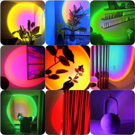QUIGO Sunset Lamp, LED light night light with smart app control for selfie lamp, lighting up bedroom, living room, party. Aesthetic room decor.