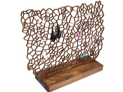 Wooden earring holder - Handmade earring storage with unique design - Eco-friendly jewelry accessory gift